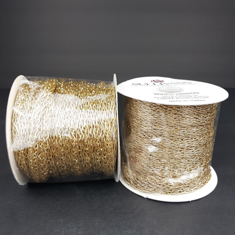 Sullivans Gold Color Wired Rope Chain Ribbon 10 Yd